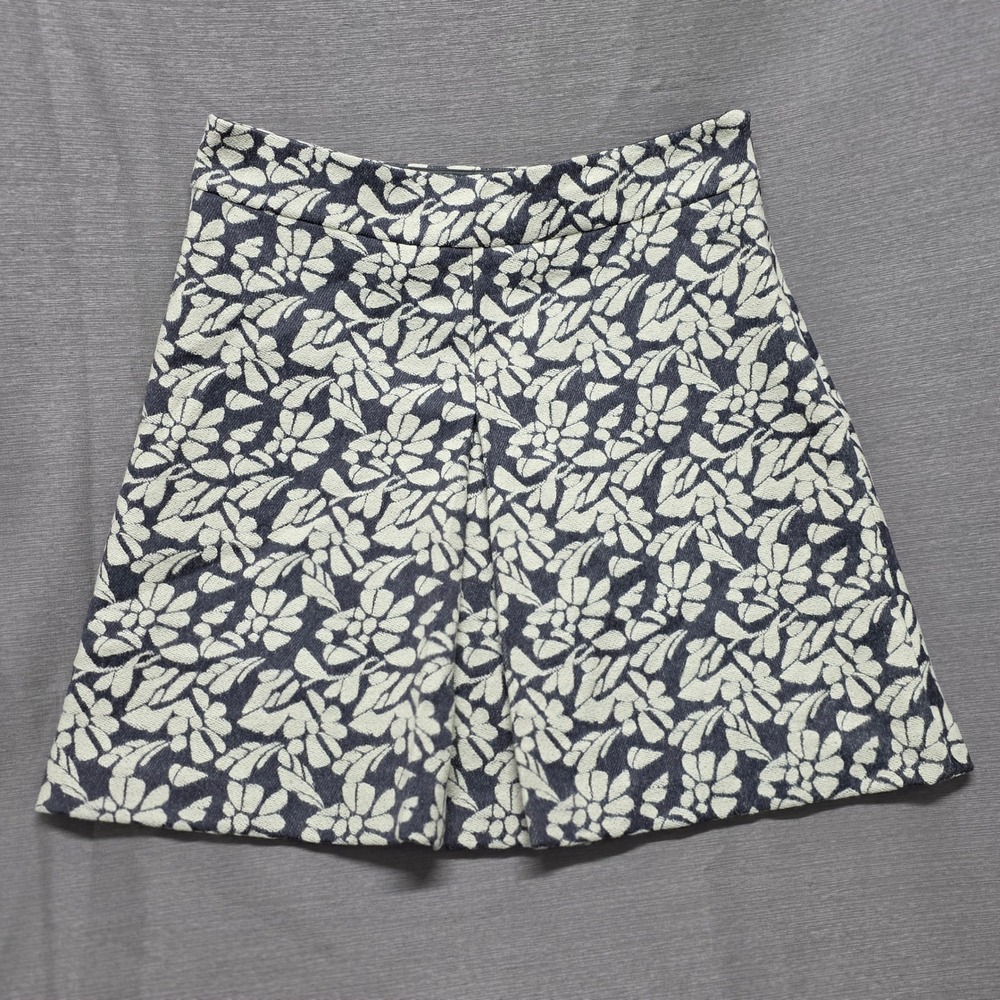 Boden Grey Cream Floral Wool Blend Jacquard A-Line Mini Skirt WG309 Size 12R